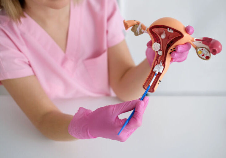 A close-up method of cytological examination by taking smear from cervix on an artificial training model A close-up method of cytological examination by taking a smear from the cervix on an artificial training model. Diseases and cancers of the female reproductive organs