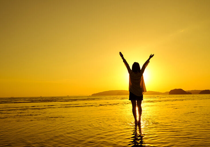 Relax Woman jumping sea on the beach Relax Woman jumping sea on the beach